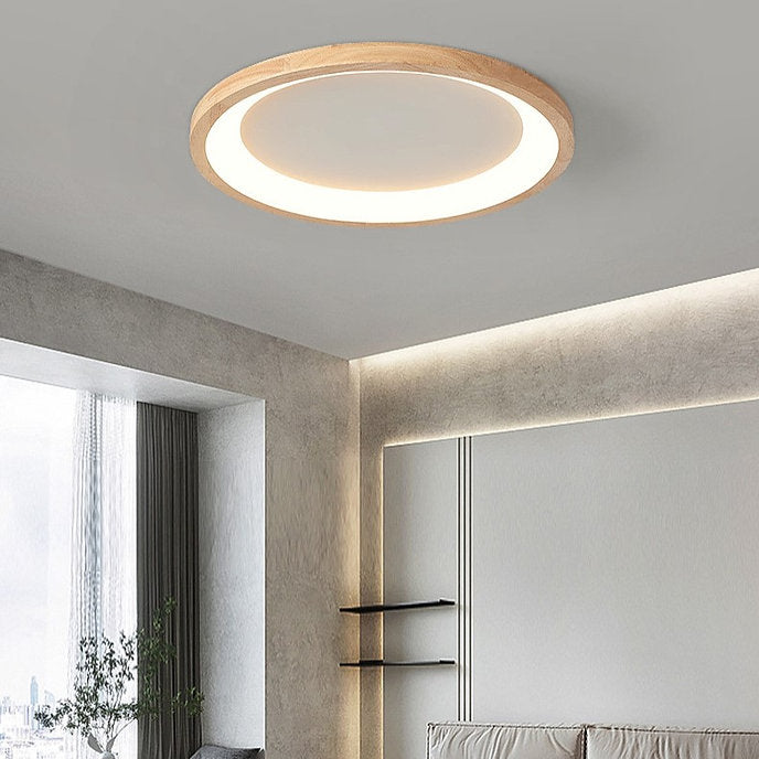 LED Wooden Halo Round Modern Ceiling Light