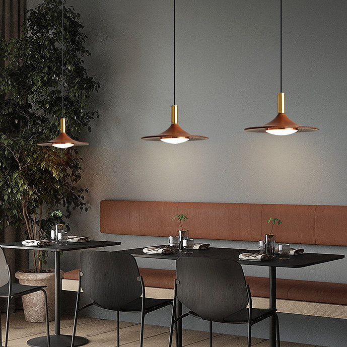 LED Japanese Style Wooden Disc Pendant Light
