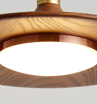 LED Japanese Style Wooden Disc Pendant Light