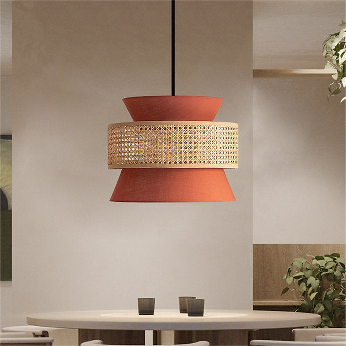 LED Simple Modern Rattan & Cloth Pendant Light