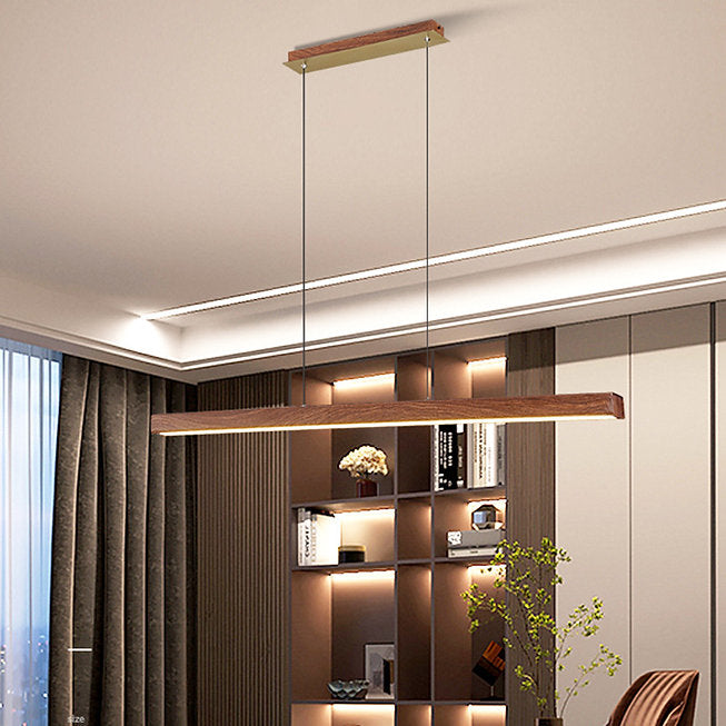 LED Wooden Color Linear Office Pendant Light