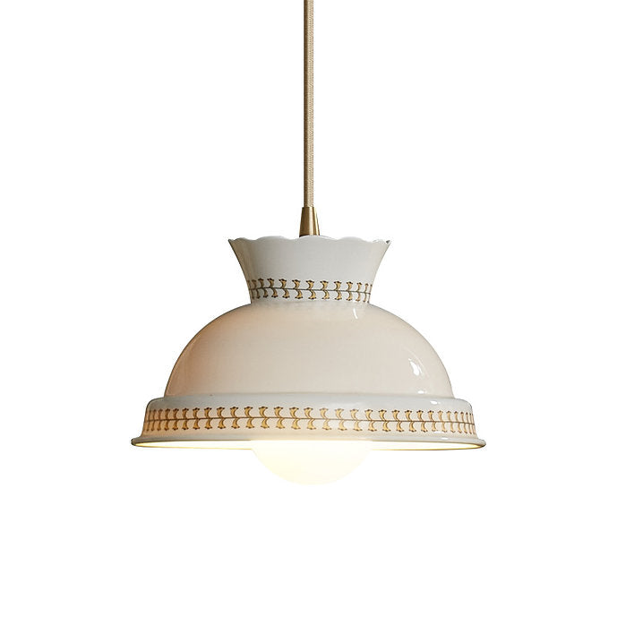 LED Simple White Japanese Style Ceramic Pendant Light