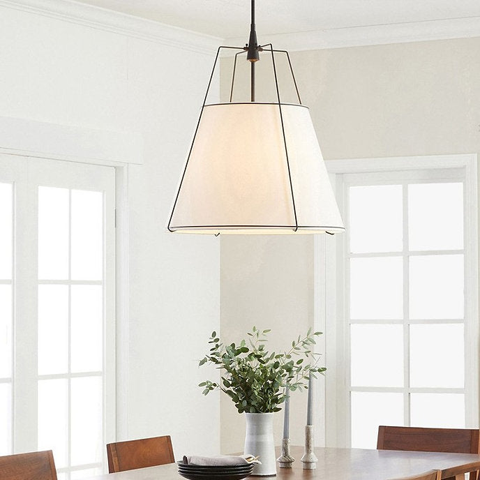 LED Japanese Style Cloth Pendant Light with Metal Frame