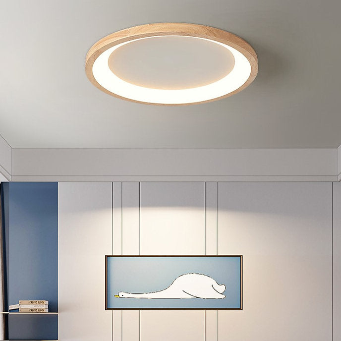 LED Wooden Halo Round Modern Ceiling Light