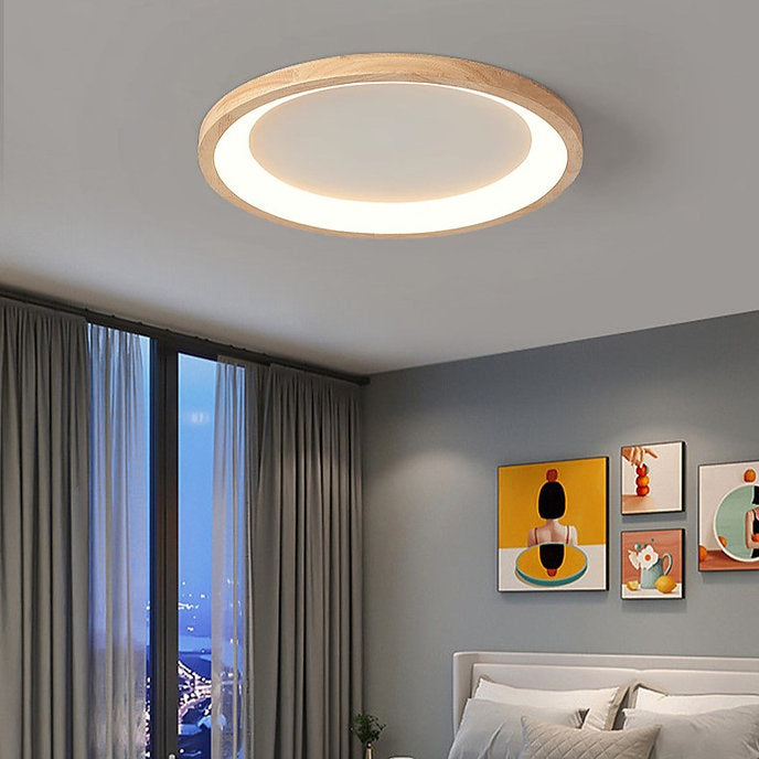 LED Wooden Halo Round Modern Ceiling Light
