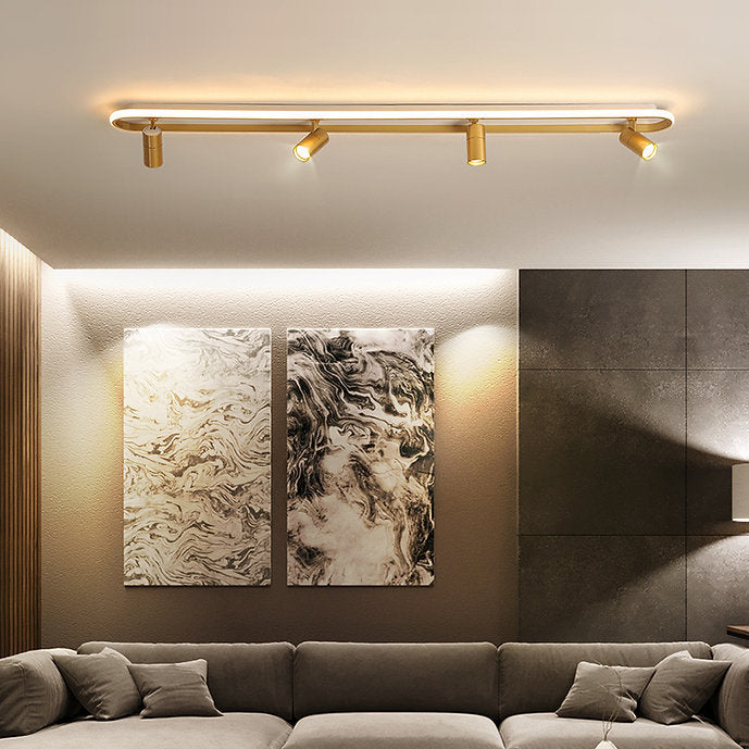 LED Golden Modern Ceiling Mounted Track Light Set