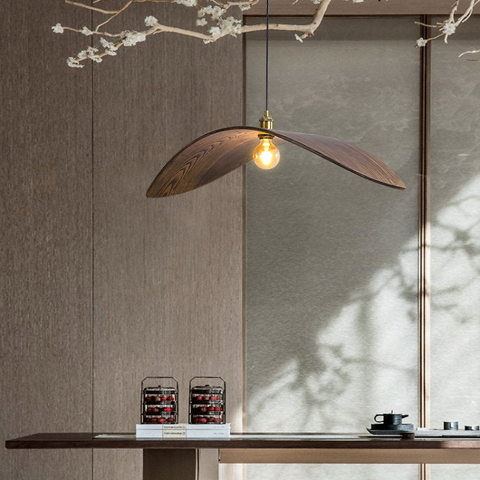 LED Simple Japanese Style Wood Decorative Pendant Light