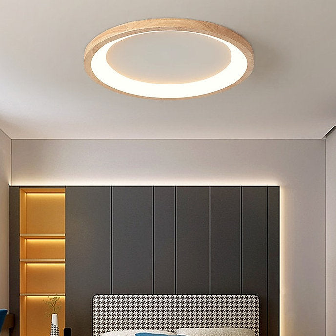 LED Wooden Halo Round Modern Ceiling Light