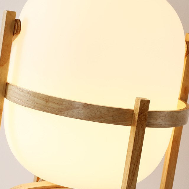 LED Japanese Style Simple Modern Wood & Glass Table Lamp