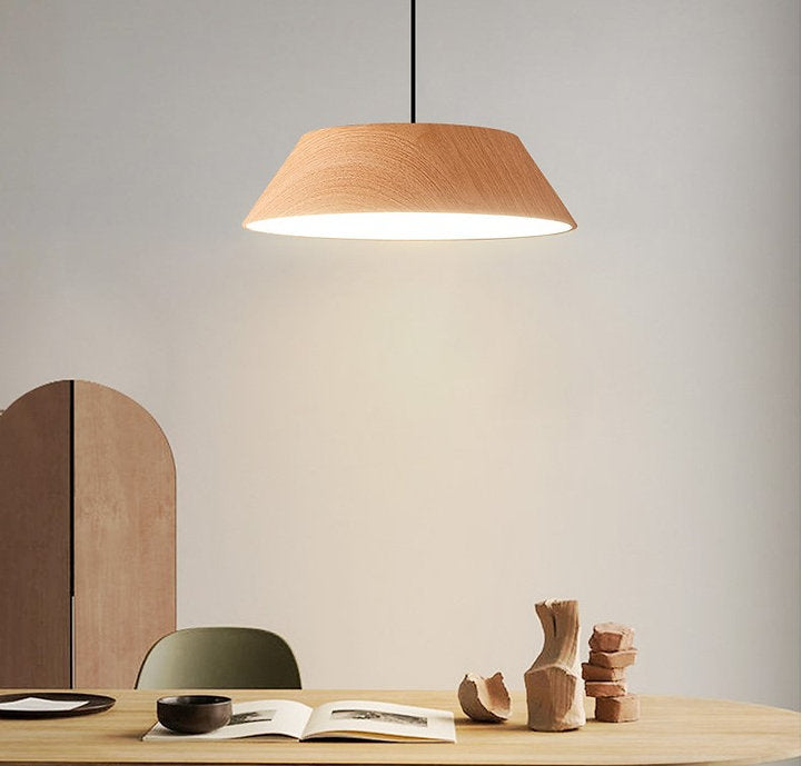 LED Retro Style Simple Wooden Color Pendant Light