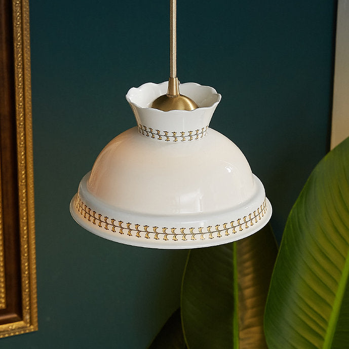 LED Simple White Japanese Style Ceramic Pendant Light