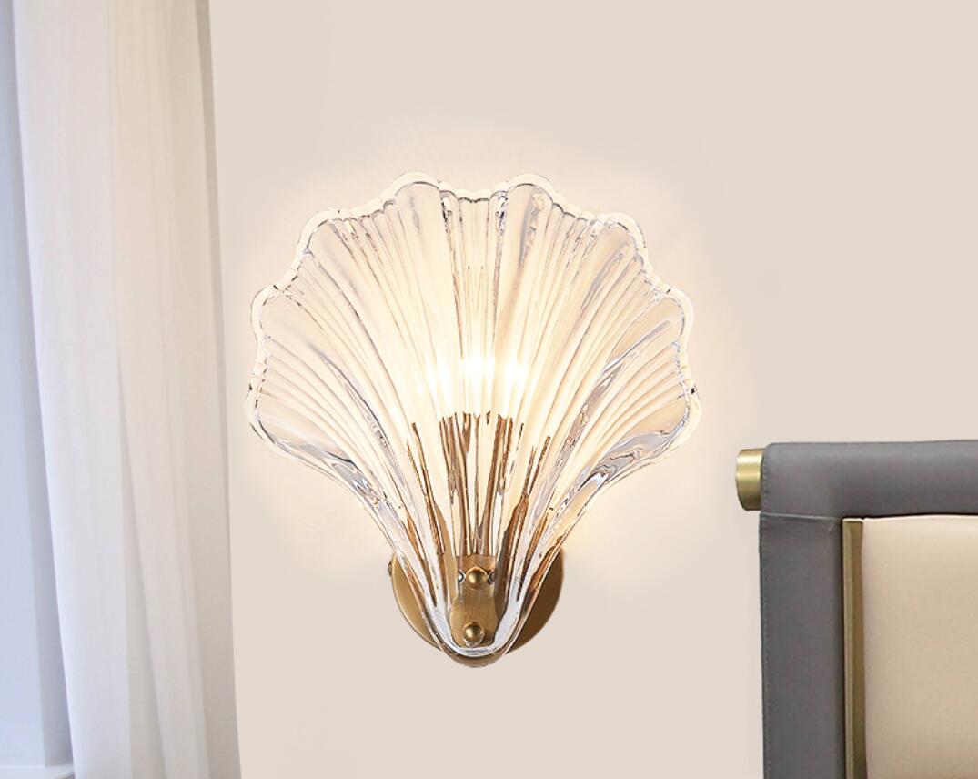 Modern Shell Glass Craft Metal Wall Lamp