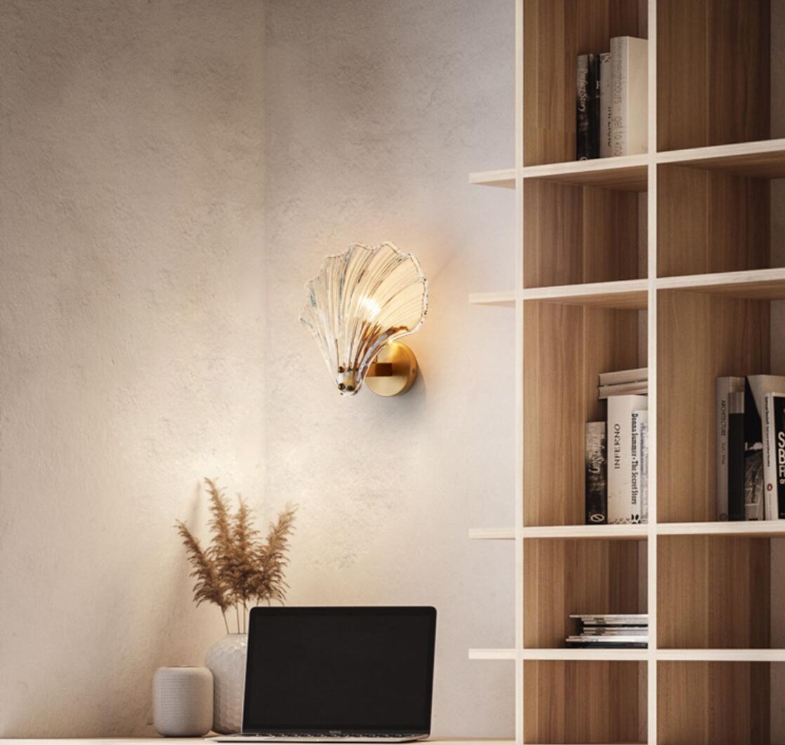 Modern Shell Glass Craft Metal Wall Lamp