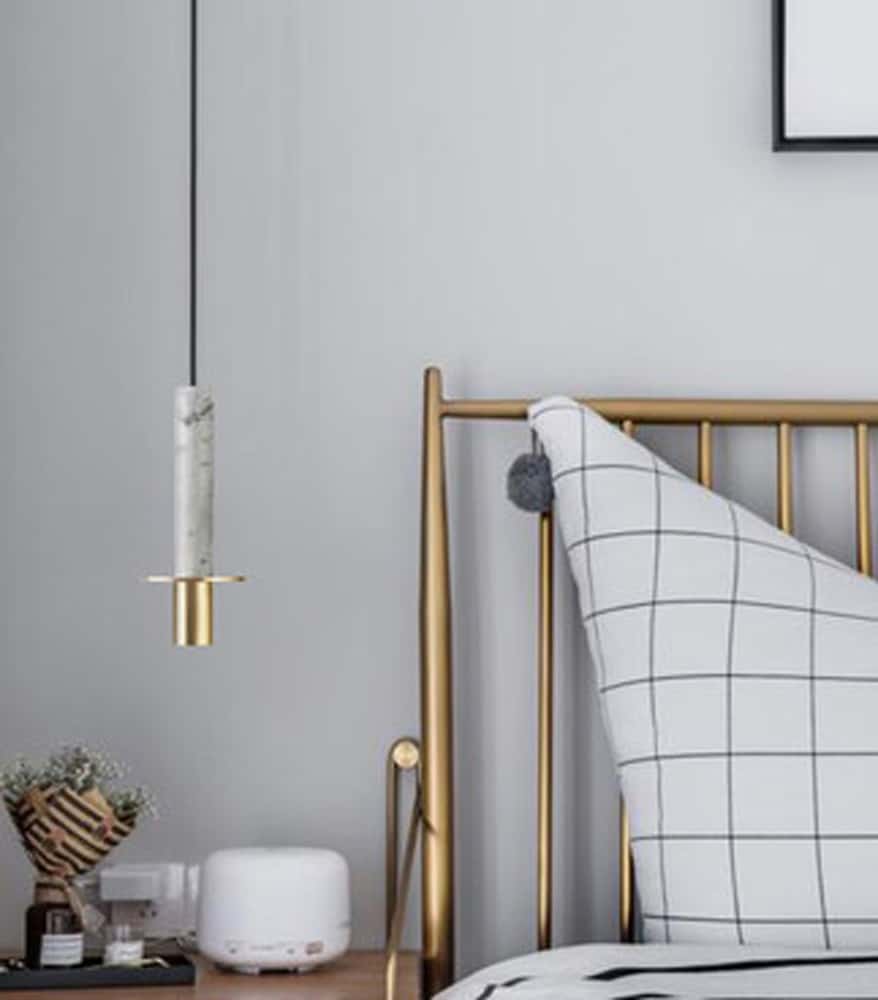 Bauernoh Cylindrical Marble Top Pendant Lamp