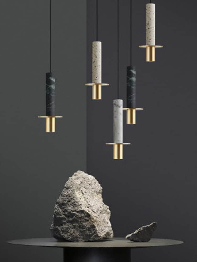 Bauernoh Cylindrical Marble Top Pendant Lamp