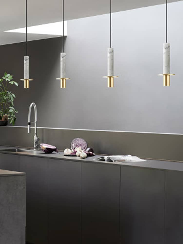 Bauernoh Cylindrical Marble Top Pendant Lamp