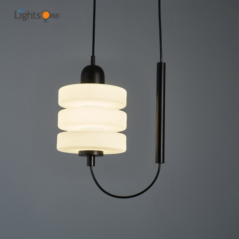 Bedside glass pendant lamp Nordic TV wall dining table bar designer minimalist line pendant light
