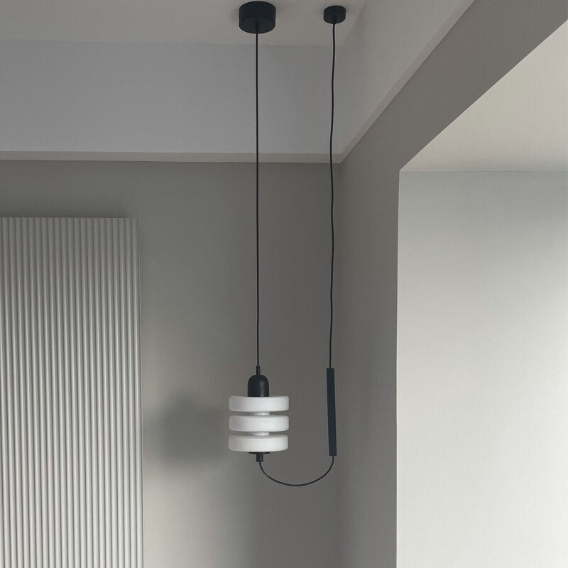 Bedside glass pendant lamp Nordic TV wall dining table bar designer minimalist line pendant light