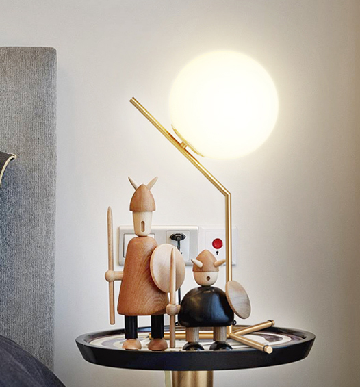 Cecile Glass Ball and Metal Table Lamp