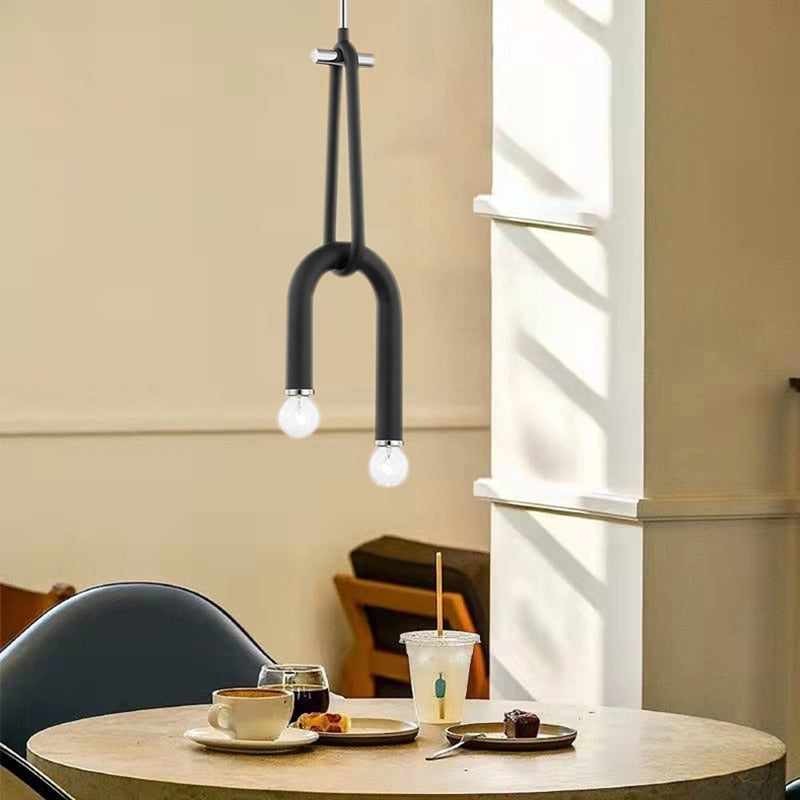 Creative 2 Bulb Chandeliers Adjustable Height Black Metal Dining Room Kitchen Lamp Bedside Lighting Fixtures Drop Shipping