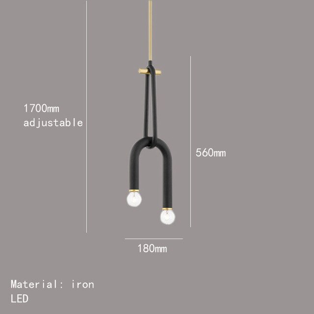 Creative 2 Bulb Chandeliers Adjustable Height Black Metal Dining Room Kitchen Lamp Bedside Lighting Fixtures Drop Shipping