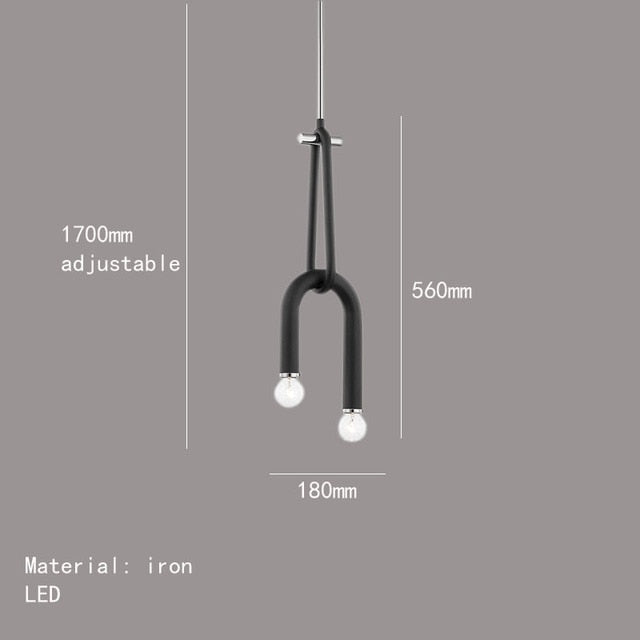 Creative 2 Bulb Chandeliers Adjustable Height Black Metal Dining Room Kitchen Lamp Bedside Lighting Fixtures Drop Shipping