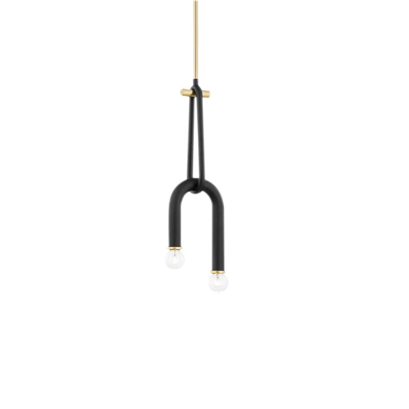 Creative 2 Bulb Chandeliers Adjustable Height Black Metal Dining Room Kitchen Lamp Bedside Lighting Fixtures Drop Shipping