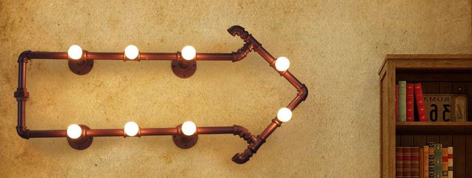 GÖSTA Creative Industrial Pipe Arrow Lamp