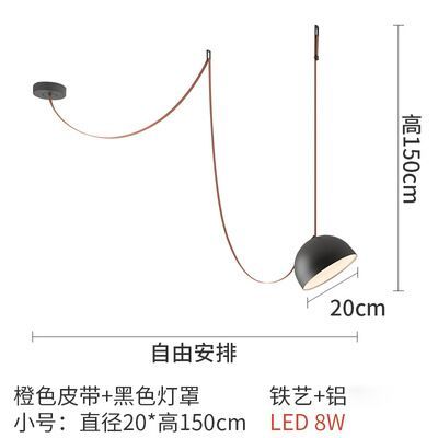 Creative Long Cable Pendant Lights Black/Red DIY Belt Design Hanging Lamp Living Room Bedroom Hall Designer Suspension Lights