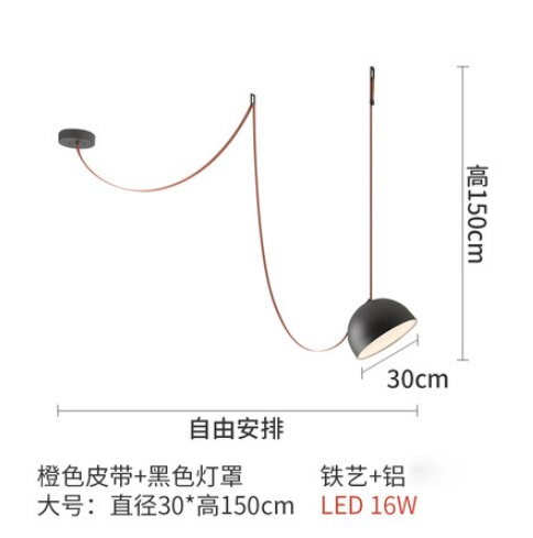 Creative Long Cable Pendant Lights Black/Red DIY Belt Design Hanging Lamp Living Room Bedroom Hall Designer Suspension Lights