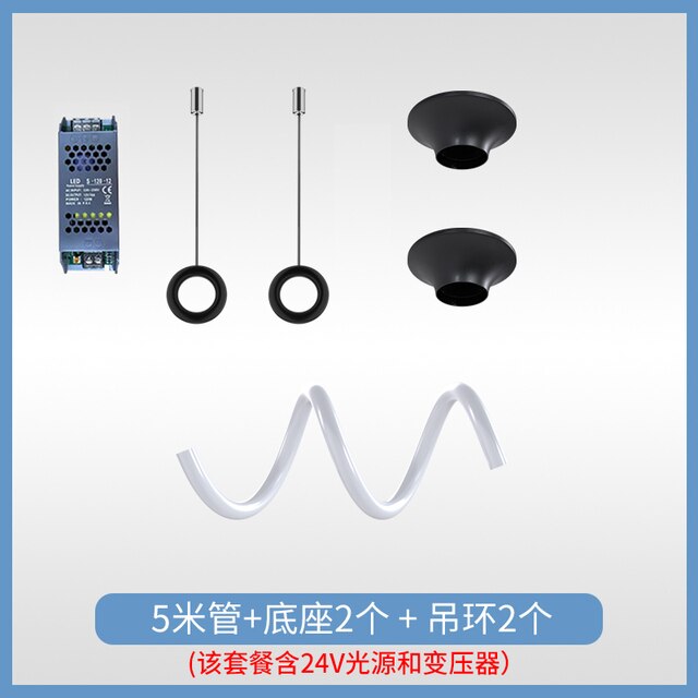 DIY Silicone Chandelier Ceiling Lamp Designer Creative Strip Restaurant Hanging Lamp Minimalist Art Silicone Hose Pendant Lamp