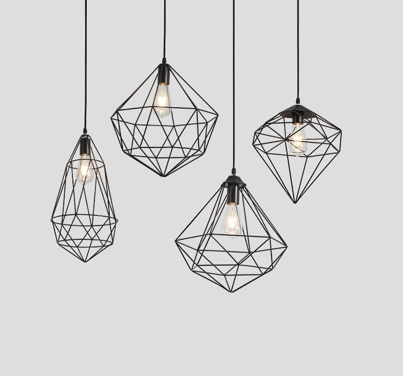 Torkel Diamond Like Shaped Caged Pendant Light