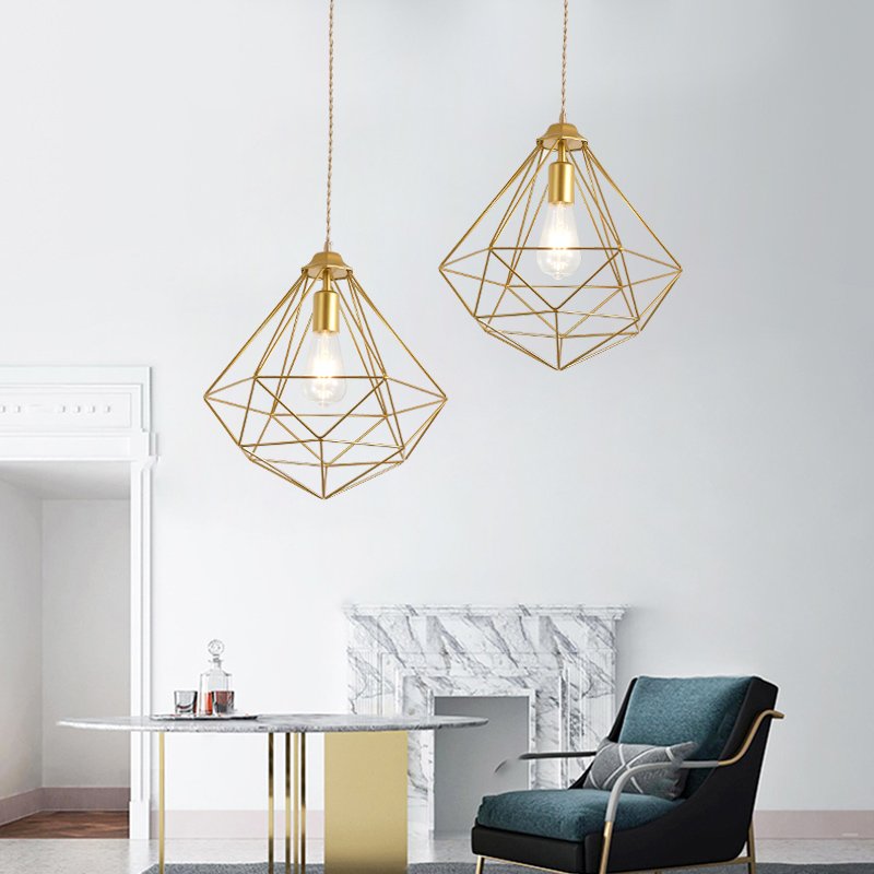 Torkel Diamond Like Shaped Caged Pendant Light