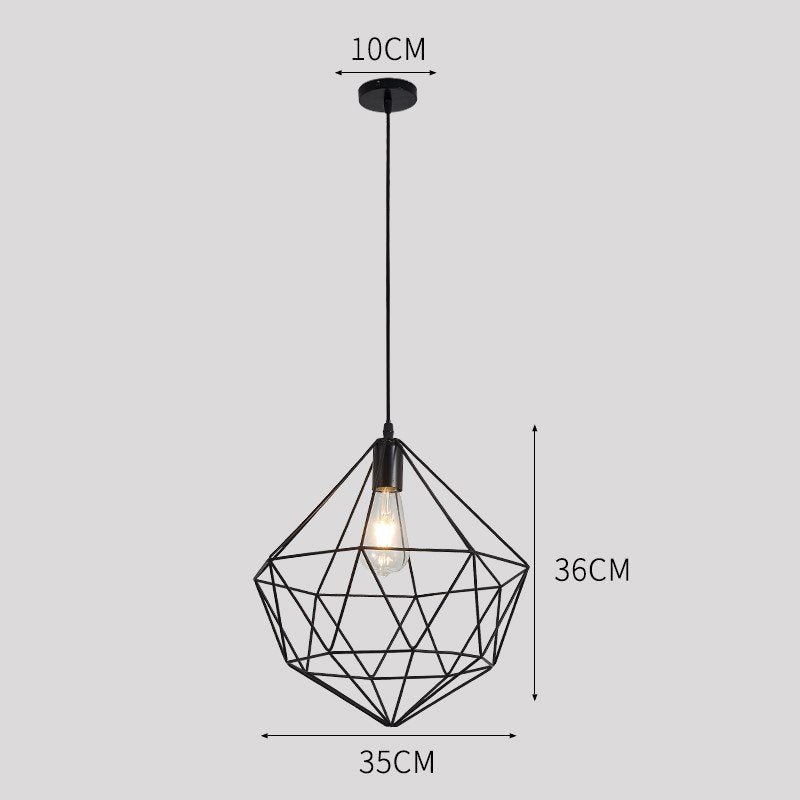 Torkel Diamond Like Shaped Caged Pendant Light