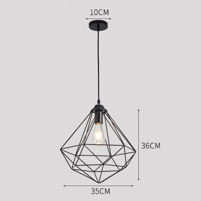 Torkel Diamond Like Shaped Caged Pendant Light