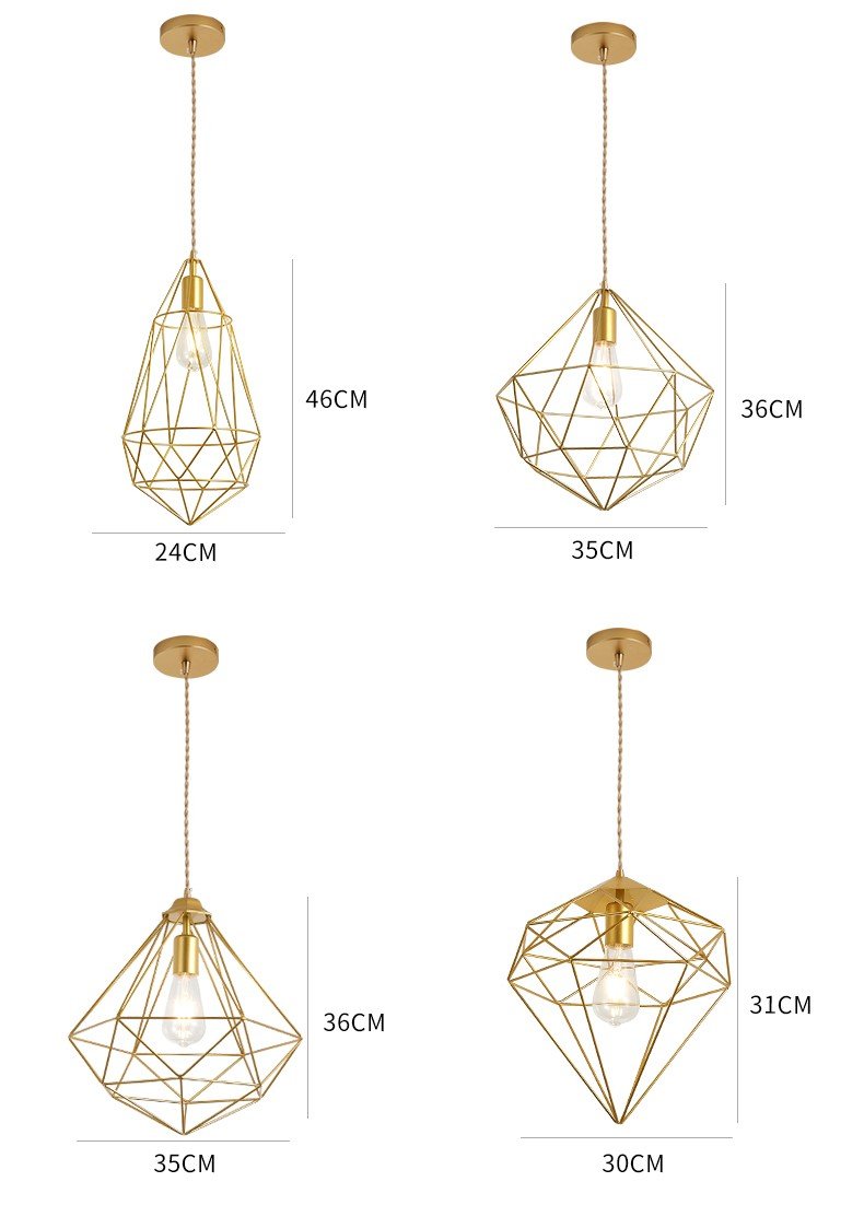 Torkel Diamond Like Shaped Caged Pendant Light