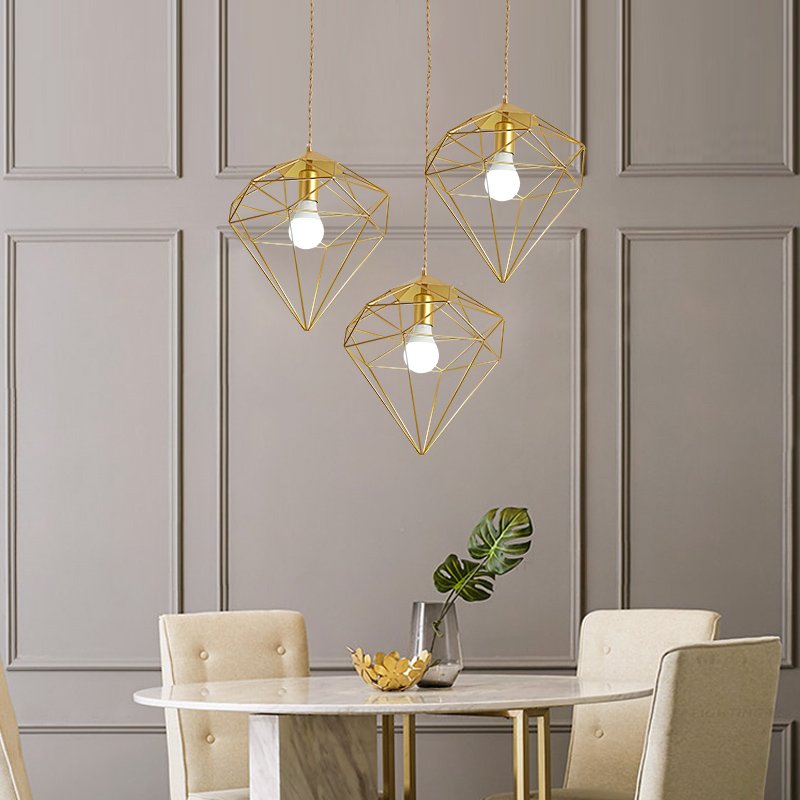 Torkel Diamond Like Shaped Caged Pendant Light