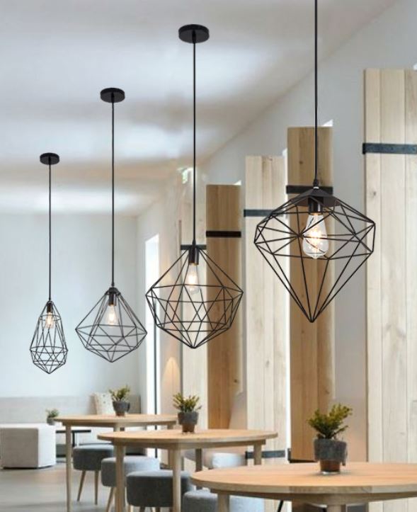 Torkel Diamond Like Shaped Caged Pendant Light