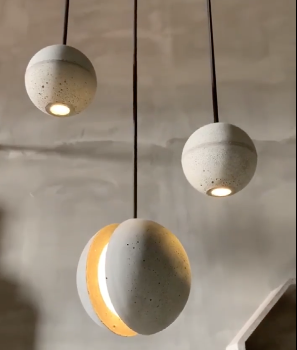 Eluf Concrete Sphere Minimalist Pendant Light