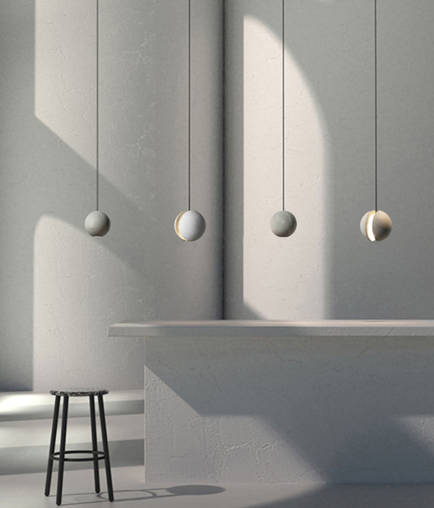 Eluf Concrete Sphere Minimalist Pendant Light