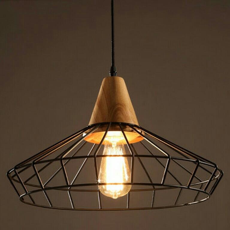 Gaetana Classic Industrial Caged Black Pendant Light