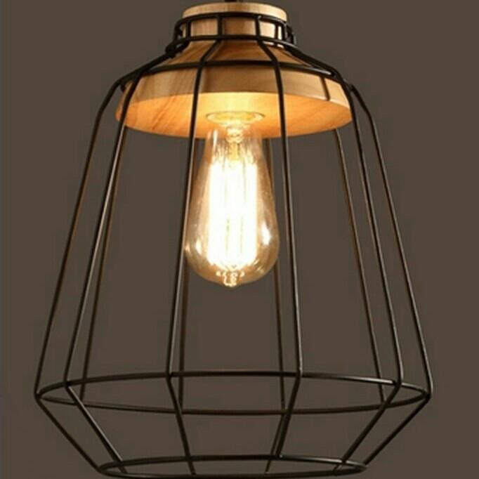 Gaetana Classic Industrial Caged Black Pendant Light