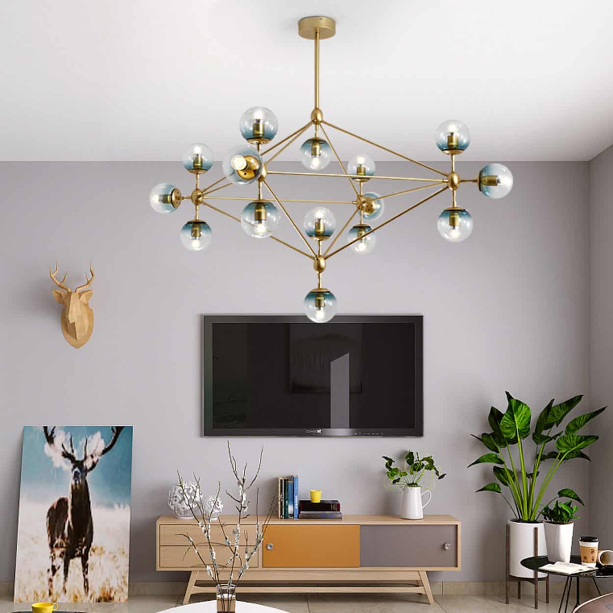 Elovold Glass Ball Atomic Pendant Lamp