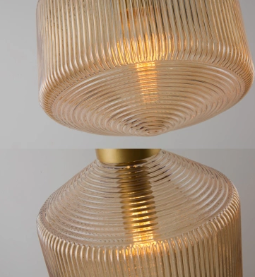Gustaof Drum Shaped Patterned Glass Pendant Light