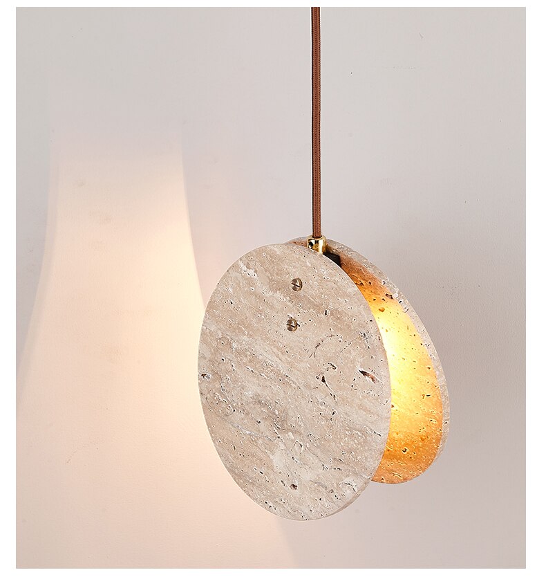 Hanging Lamps For Ceiling Bedroom Bedside Chandelier Hotel Restaurant Window Atmosphere Bar Wabi-Sabi Style LED Travertine Light