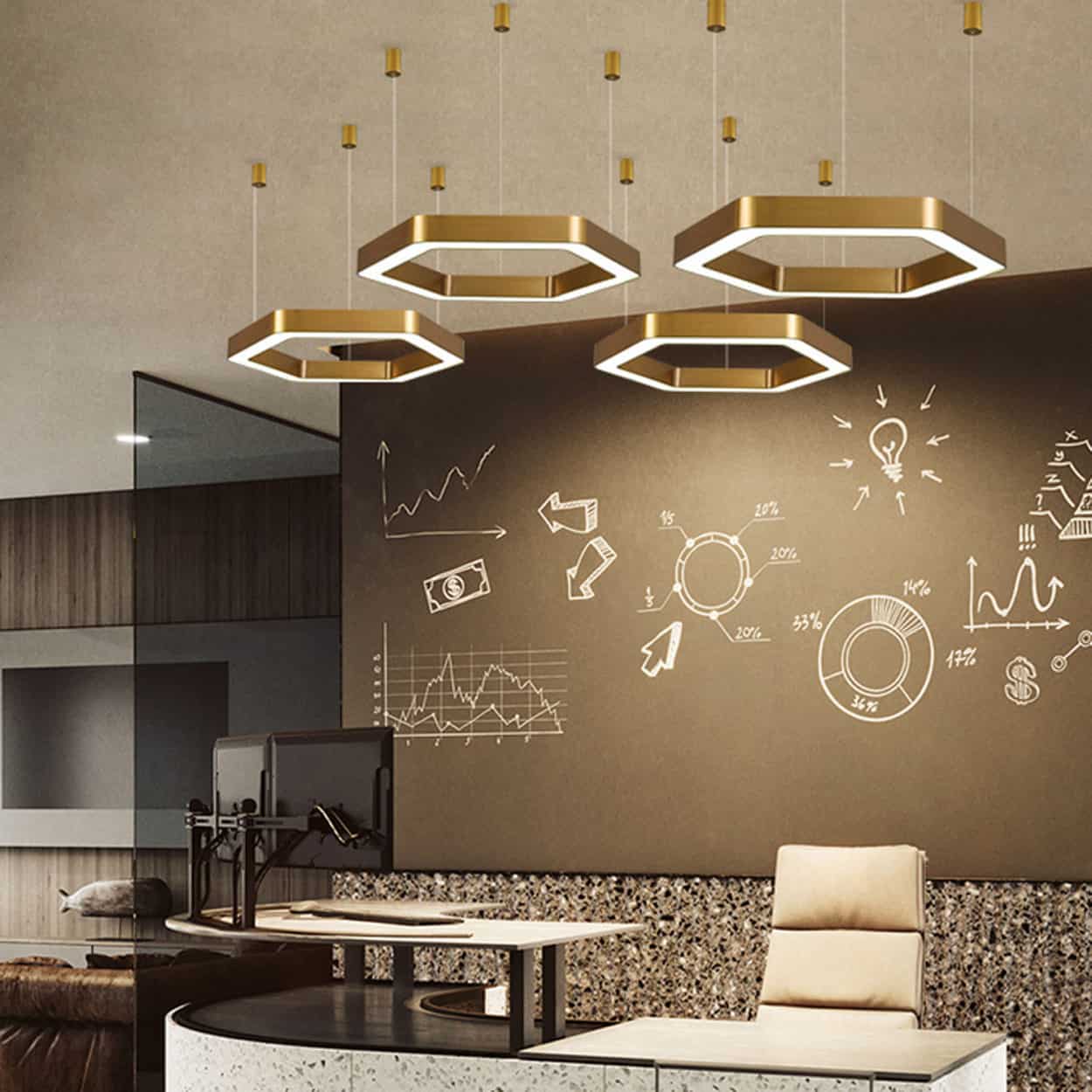 Hexanuu Hexagonal Ring Pendant Lamp