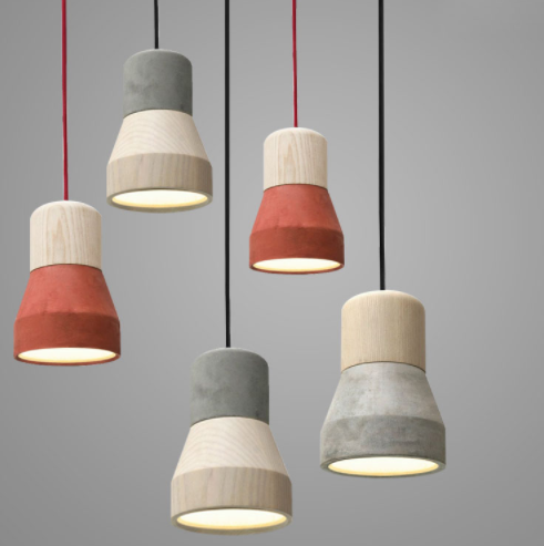 Hildegard Minimalist Concrete Wooden Accent Pendant Light
