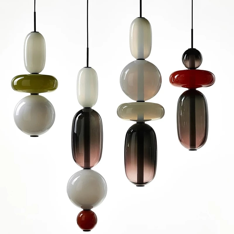 Indoor Lighting Multicolored Glass Pendant Light Candy Dining Room Lamp Bedside Bar Cafe Hanging Furniture Home Decor Chandelier