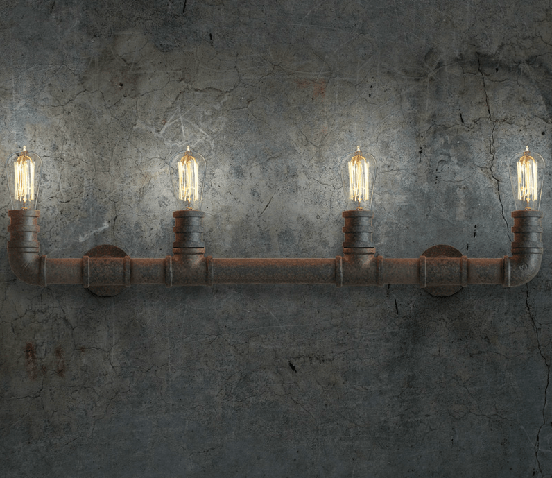 ASTRID Indrustrial Rustic Pipe Line Quadriplet Lamps