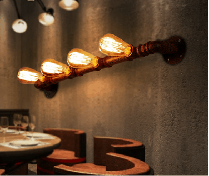 ASTRID Indrustrial Rustic Pipe Line Quadriplet Lamps